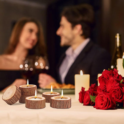 kukmakri 50 Pack Wooden Tealight Candle Holders – Exquisite 2-2.36 Inch Wood Votive Tealight Holder for Wedding, Event, and Home Decoration