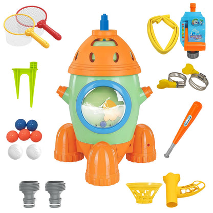 Kids Outdoor Water Baseball Sprinkler Toys for Ages 3-8 – Backyard Tball Set with Adjustable Flow Control Valve & Bat Ball – Summer Splash Water Games for Toddlers 4-7