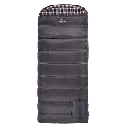 Teton Fahrenheit XXL, +20F Degree Sleeping Bag, All Weather Sleeping Bag for Adults, Camping Made Easy and Warm. Compression Sack Included, Grey, Left Zip