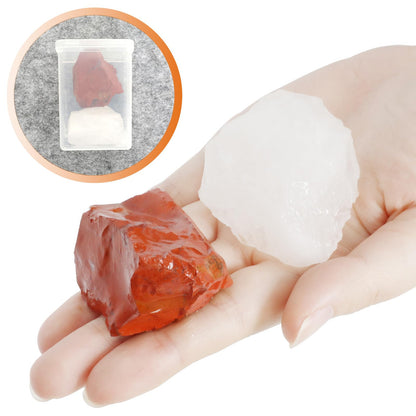 Orientrea Raw Red Jasper and Clear Quartz Crystals, Natural Red Jasper Crystal and Healing Stones for Tumbling, Fountain Rocks, Decoration, Polishing, Wire Wrapping, Wicca & Reiki 2PCS