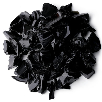 QINJIEJIE Black Obsidian Crystals Stone Raw Healing Crystal Bulk Gemstones Large 1" Rocks for Tumbling Cabbing Fountain Decoration Polishing Wire Wrapping Wicca Reiki Rough Stones