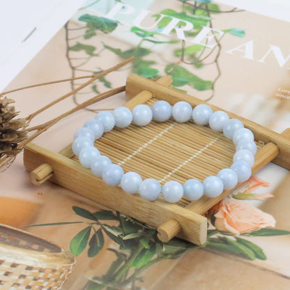 Clearain Natural Gemstones Bracelet 8mm Chakra Round Beads Energy Power Crystal Reiki Healing Elastic Stretch 7 Inch for Women Men Unisex（Aquamarine）