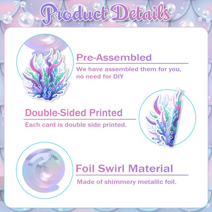 Mermaid Hanging Swirls, 36Pcs Mermaid Ceiling Streamers Sea Creature Hanging Decorations for Ocean Mermaids Theme Party Supplies