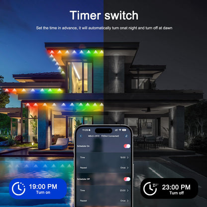 YFFSHLCS Permanent Outdoor Lights, 200ft Outdoor String Light Smart RGB with 72 Scene Modes, IP67 Waterproof Holiday Lights for Outside, APP and Remote Control Party Holidays