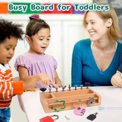 TOUHKAN Montessori Screwdriver Board Set Lock and Key Toys Kids Tools Nuts and Bolts Montessori Toys for 3 4 5 Year Old Learning Practical Life Materials Fine Motor Skills Occupational Therapy Games