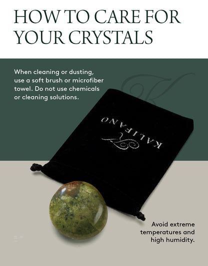 KALIFANO Palm Stone with Healing & Calming Effects - AAA+ Grade High Energy Worry Stone with Information Card - Reiki Crystal Used for Intuition (Family Owned and Operated) (Green Opal)