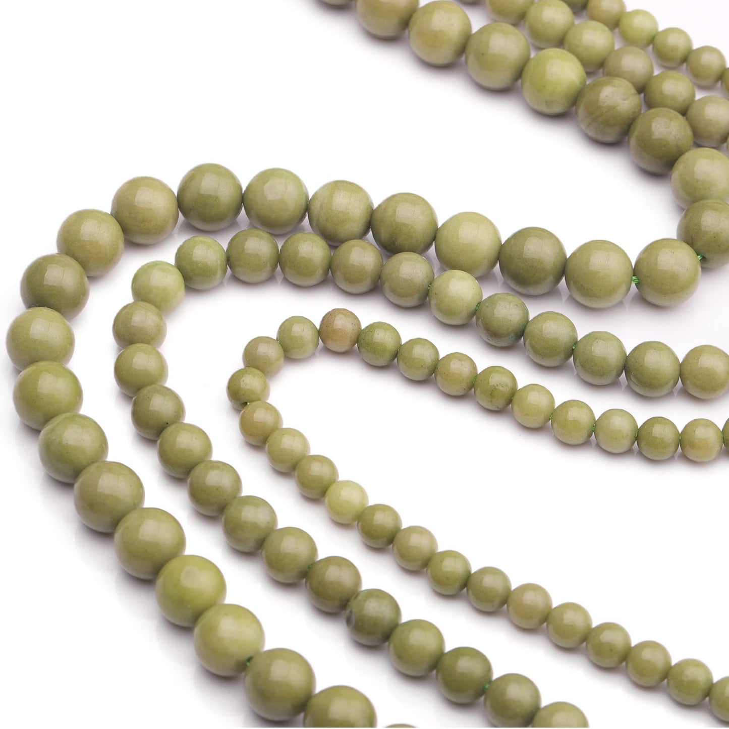 35pcs 10mm Natural Gemstone Beads for Jewelry Making Supplies,Avocado Jade Healing Crystal Polished Round Loose Stone Beads for Bracelet Necklace 15 Inch