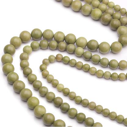 35pcs 10mm Natural Gemstone Beads for Jewelry Making Supplies,Avocado Jade Healing Crystal Polished Round Loose Stone Beads for Bracelet Necklace 15 Inch