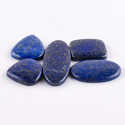 OdrillionGems Natural Lapis Lazuli Stone, Natural Gemstones and Crystals Cabochon Lot, DIY Jewelry Making Loose Gemstones, Chakra Healing Crystals, Wire Wrapping Cabochons, Pack of 5 (Large)