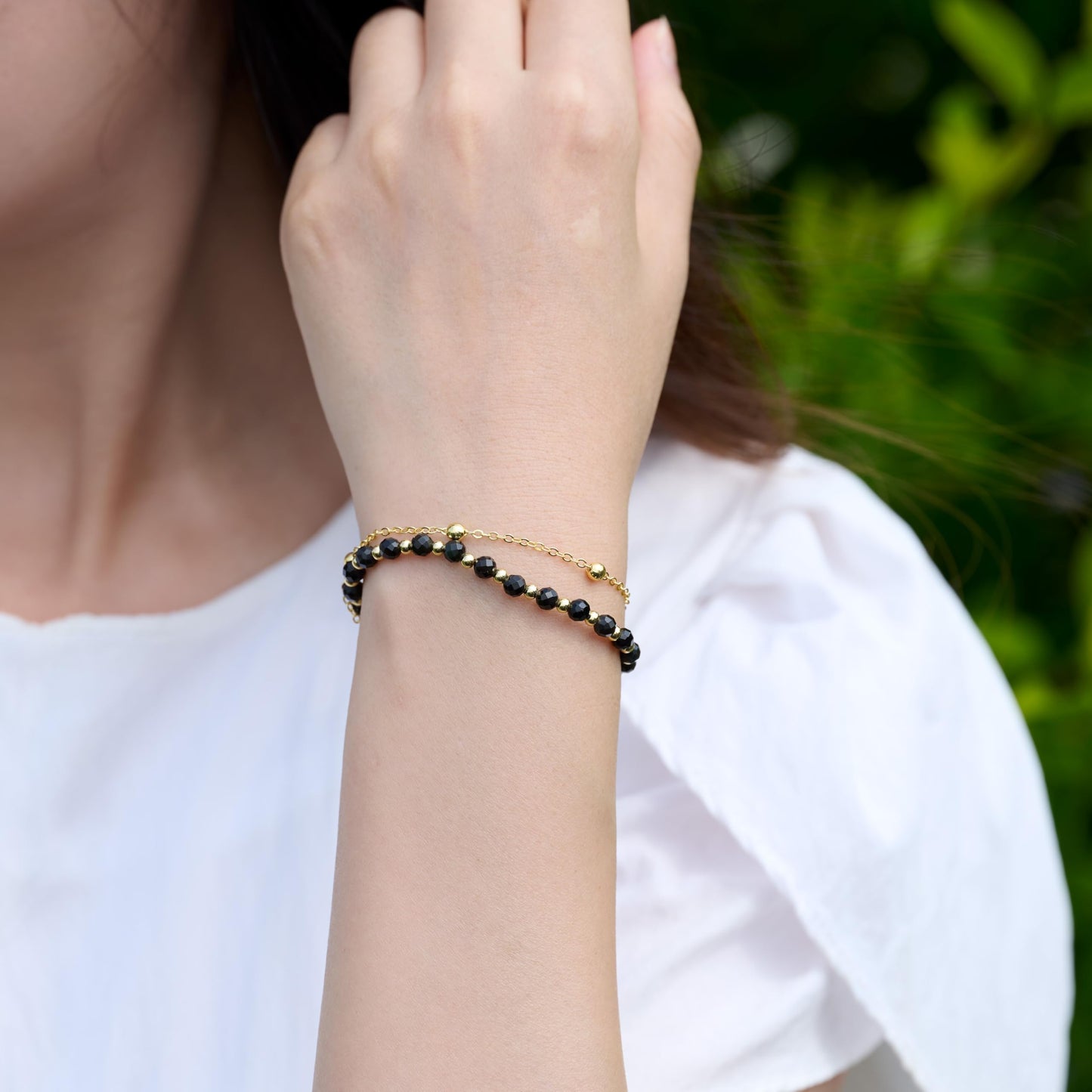 Farfume Black Obsidian Crystal Bracelet Beaded Bracelets for Women 4mm Natural Stone Beads Gemstone Handmade Jewelry Valentine's Day Gifts