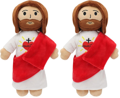 Yelakey 13" Jesus Plush Toy Heart of Jesus Plushie Savior Stuffed Doll for Church Sunday School Religious Easter Gift for Children Kids (Pack of 2)