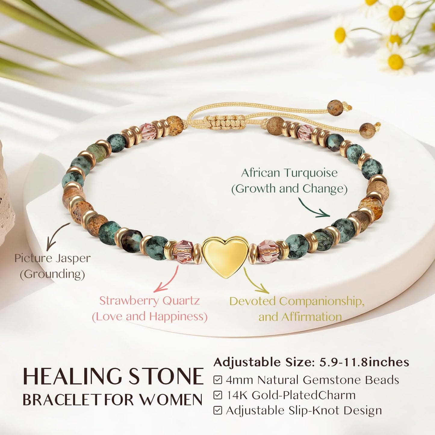 ZOKCC Inspirational Bracelets Gifts for Women: Healing Natural Stone Beads Bracelets - Birthday Mothers Day Gifts Thinking of you Get Well Soon Gift for Women Friends Sister Mom