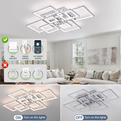 Vloitgol Modern Ceiling Light Fixtures Dimmable Flush Mount Modern Led Ceiling Light with Remote Control, Acrylic Ceiling Lighting Fixture for Living Room Dining Room Kitchen Ceiling Lamp