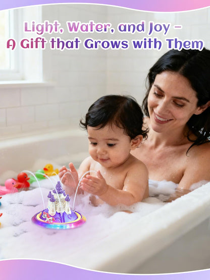 Light up Baby Bath Toys Birthday Gifts- LED Color-Changing Lights & Automatic Water Spray, Fun Bathtub Water Toys for Kids Ages 1-3 Toddlers, Purple