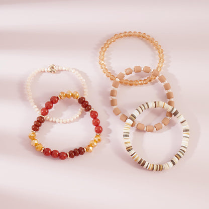 RISHEGAE Crystal Heishi Beaded Bracelet for Women Stackable Bracelet Layering Friendship Summer Stretch Bracelets for Women