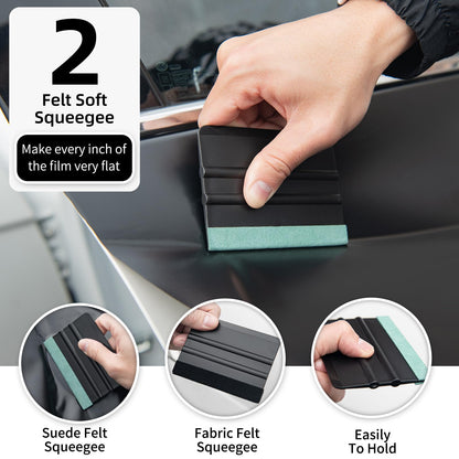 Amzdepot Window Tint Kit, Profession Car Wrap Kit with Felt Squeegee and Felt Replacements, Craft Knife and Blades, Safe Vinyl Cutter, Micro Squeegee for Vinyl Wrap Tools Tint Tools