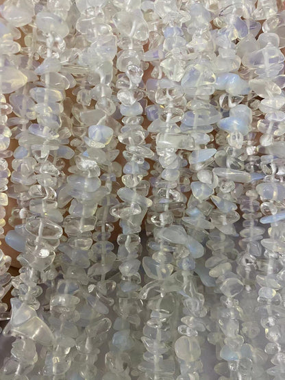 jodaying 7-8mm Opalite Natural Gemstone Chips Healing Gravel Bracelets Necklace Kit Irregular Tumble Stone Beads DIY Crafts Design Jewelry Making 32"
