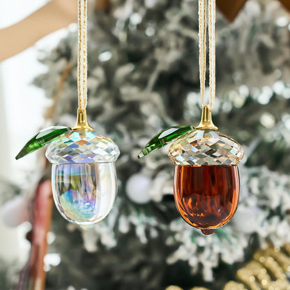 Crystal Acorn Christmas Tree Hanging Ornament Glass Acorn Hanging Ornament Transparent Sun Catcher for Home Window Outdoor Garden