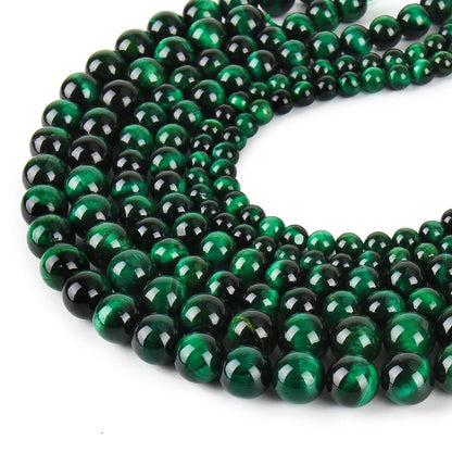 Natural Green Tiger Eye Beads, Grade AAA Gemstone Round Loose Beads 10MM 40PCs Bulk Lot Options, Semi Precious Stone Beads for Jewelry Making