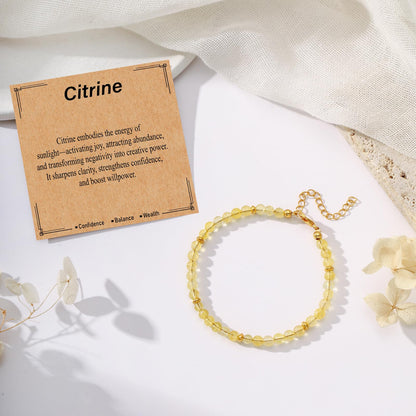 Kenailw Citrine Crystal Bracelet for Women Natural Stone Cuarzo Citrino Para Mujer Beads Bracelet Jewelry Gifts