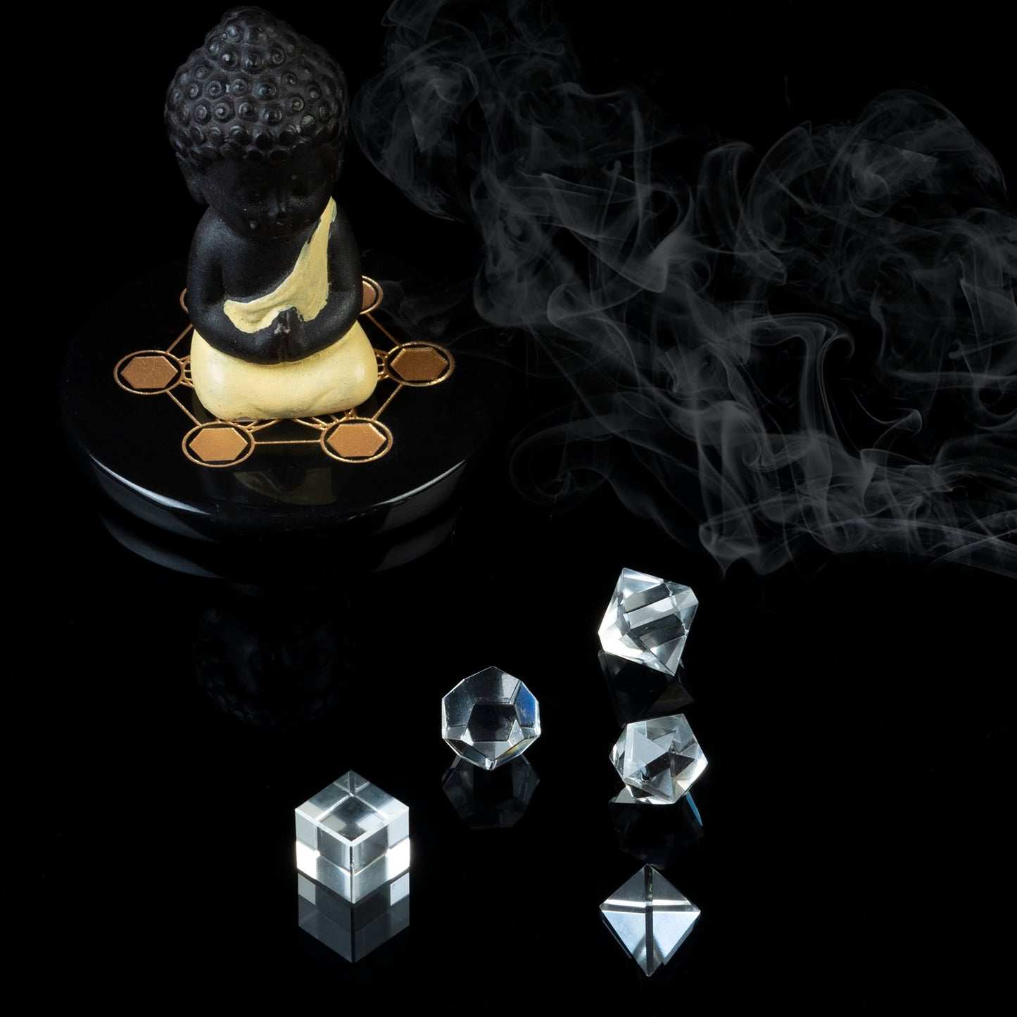 ZAICUS Clear Quartz 5 Pcs Platonic Solids Crystal Geometry Set, Platonic Solids Sacred Geometric Stones for Meditation Reiki Balancing Healing Chakra Stone Cleansing Spiritual Good Luck (15-20 mm)