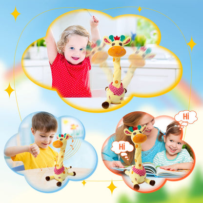 JISON21 Dancing Talking Giraffe Plush Toy, Funny Singing Recording & Repeating Musical Giraffe, Unique Valentine's Day Gift for Girlfriend Boyfriend, Interactive Fun for Baby Toddlers Kids(Yellow)
