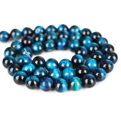 Natural Blue Green Tiger Eye Beads, Grade AAA Gemstone Round Loose Beads 10MM 40PCs Bulk Lot Options, Semi Precious Stone Beads for Jewelry Making