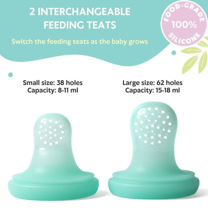 Vesta Baby Fresh + Frozen Food Feeder - 2 Sizes Soft Silicone Push Pop Fruit Nibbler for Safe Infant Self Feeding - Solid Foods Weaning & Teether Set - Bunny Teething Relief Toy for Babies 4M+