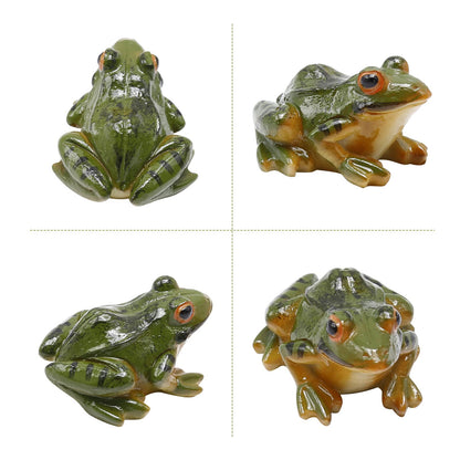 Aynaxcol 4 Pcs Garden Frog Figurine, Miniature Frog Figurines, Small Resin Realistic Frogs Statue for Fairy Garden Fish Tank Terrarium Decor