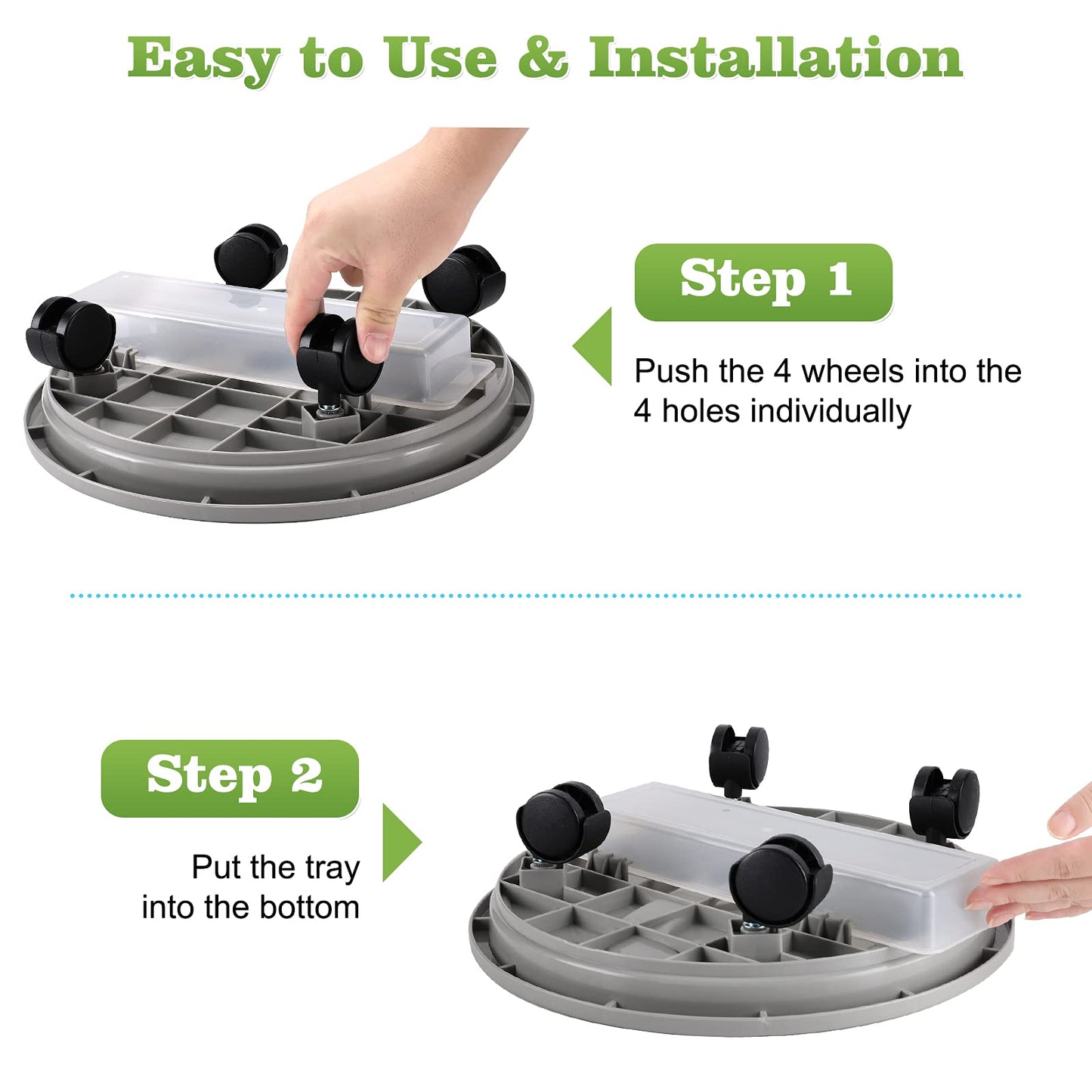 Looca Plant Caddy with Wheels and Drainage Tray, 13”Rolling Plant Stand Flower Pot Mover, Planter Caddies Round Plant Dolly for Heavy Duty Planter, 3 Pack, Bearing 120 lbs (Grey)