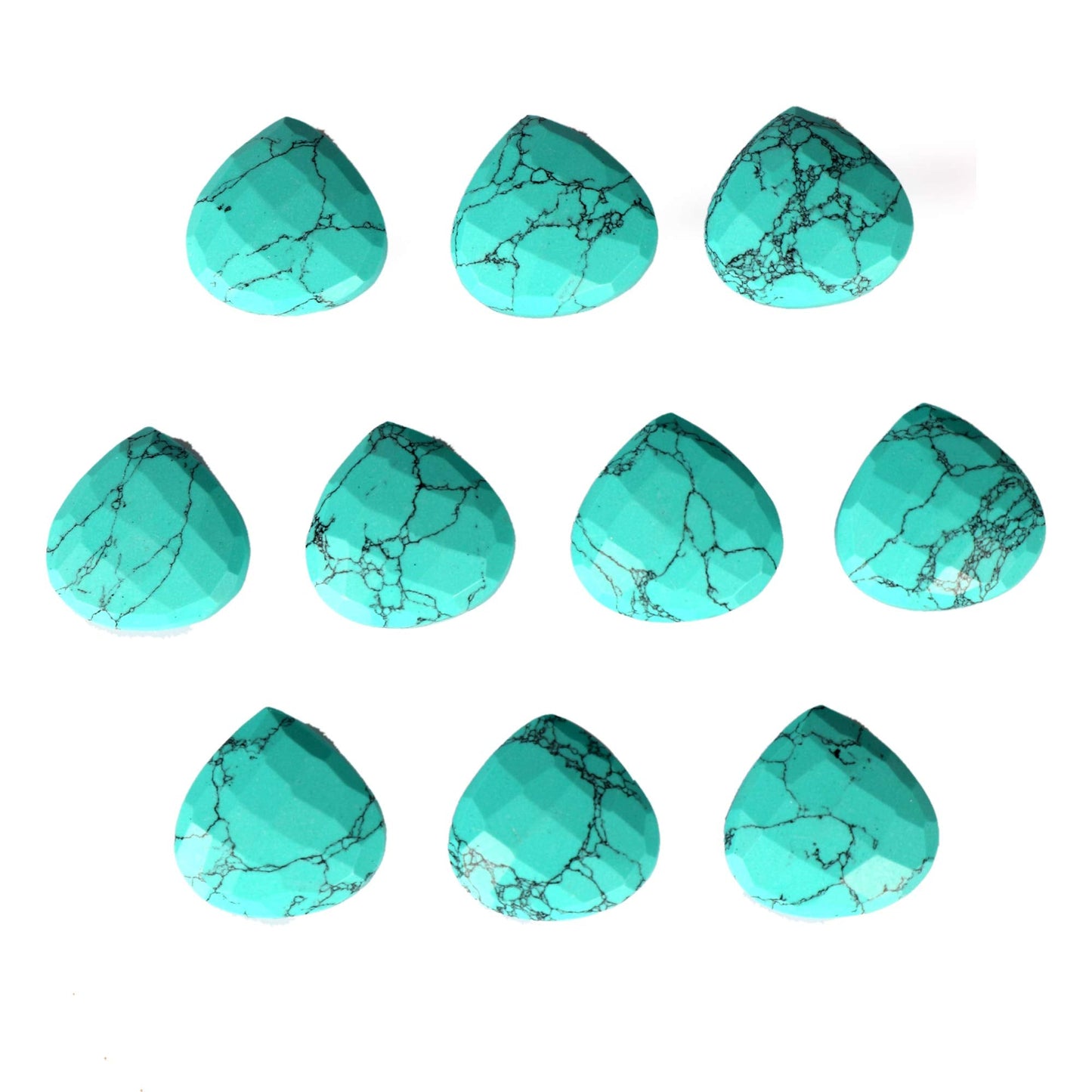 AAA++ Natural Blue Turquoise/pear Turquoise 116.50 Ct Lot of 10 Pcs Pear Faceted Cut Gemstones for Jewelry Making ET-961