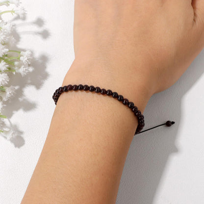 Lit Wall Garnet Bracelet for Women 4mm Adjustable Braided Crystal Bracelet Red Beaded Bracelet Spiritual Natural Stone Bracelets Garnet Jewelry for Women