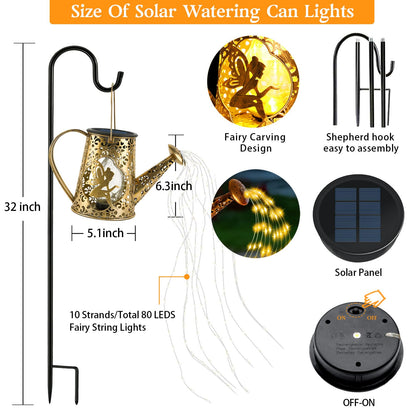 Solar Watering Can Lights, Unique Fairy Gifts for Mothers Day Women Mom Grandma Birthday, Waterproof Outdoor Garden Decor Large Hanging Solar Lantern Fairy Lights for Porch Yard Flowerbed Pathway