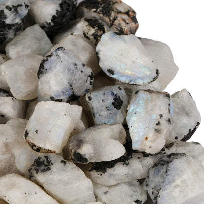 Sawcart ½ Lb Rainbow Moonstone Bulk Rough Raw Rock Natural Crystal Stone For Cabbing, Tumbling, Lapidary, Polishing, Wire Wrapping, Fountain, Wicca, Reiki Healing, Mediation, Chakra Balancing, Yoga