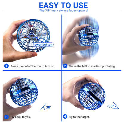 Flashbee Flying Orb Ball 2025 Toys: Cosmic Fly Ball LED Magic Boomerang Hover Orbs - Blue Cool Birthday Gift for Boys Girls Indoor Outdoor - Safe & Durable Fidget Spinner Boomerang Mini Drone