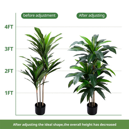 Yepdin Artificial Dracaena Tree 4FT, Fake Tree with Plastic Pot, Fake Tropical Yucca Floor Plant, Lifelike Foliage and Branches, Artificial Plants Indoor for Home Office Living Room Decor Indoor