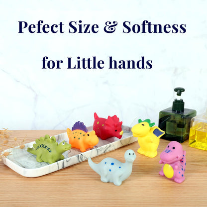 XY-WQ Bath Toys No Hole, for Infants 6-12& Toddlers 1-3, No Hole Bathtub Toys (Dinosaur, 6 Pcs with Mesh Bag)