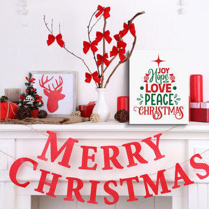Christmas Decorations - Trendy Wishes Xmas Tree Wall Art Print Picture Artwork - Indoor Modern Holiday Christmas Gifts Home Decor for Wall Table Mantel 8"x10" Framed