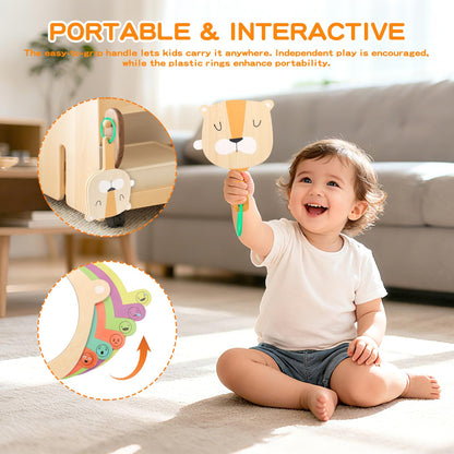 Montessori Toys for Babies 6-12 Months, 7 in 1 Wooden Educational Development Toys Sensory Learning Gift for Toddlers with Object Permanence Box, Emotion Learning Mirror, Tissue Box,Rainmaker and More