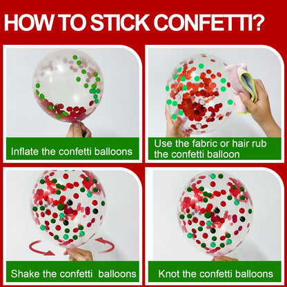 NACHLYNN 60 Pack Red and Green Christmas Confetti Latex Balloons 12 Inches for Christmas Birthday Baby Shower Party Decorations