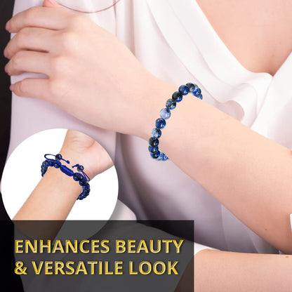 ANAYA AGATE Healing Crystal Bracelet – Chic Gemstone Bracelet for Men and Women – 8mm Round Bead Bracelets for Spiritual Healing, Protection, Positive Energy - Sodalite