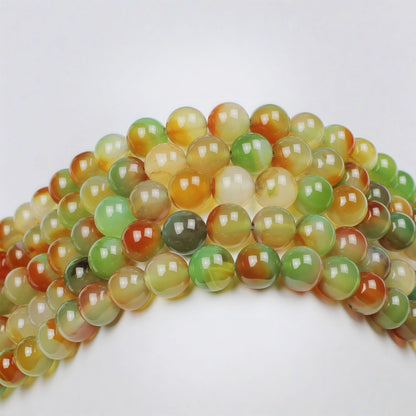 MJDCB Natural Peacock Agate Beads Red Green Agate Beads Round Stone Beads for DIY Necklace Bracelat Jewelry Making Strand 15" (6mm)