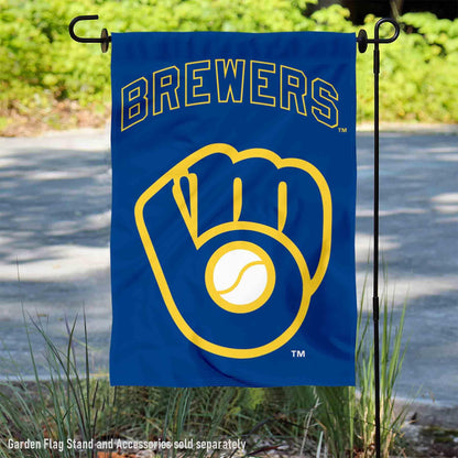 Milwaukee Brewers Retro Throwback Glove Double Sided Garden Flag
