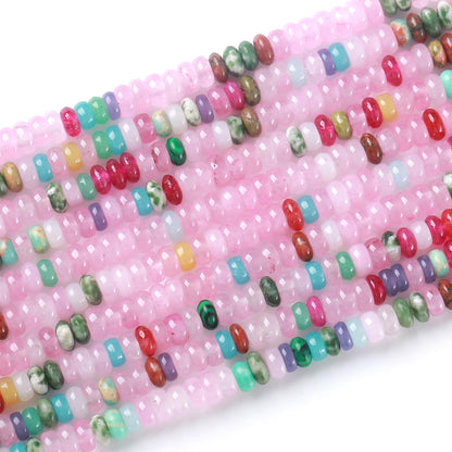 150PCS 2x4mm Natural Colorful Jades Stone Rondelle Beads Abacus Disk Stone Beads Round Loose Spacer Gemstone for DIY Bracelet Necklace Jewelry Making