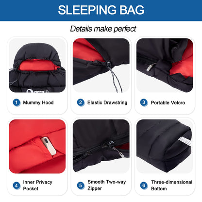 QEZER Ultralight Down Sleeping Bag for Adults 36-61 Degree F with 600 Fill Power, Compact Three Season Sleeping Bag for Backpacking, Hiking and Camping