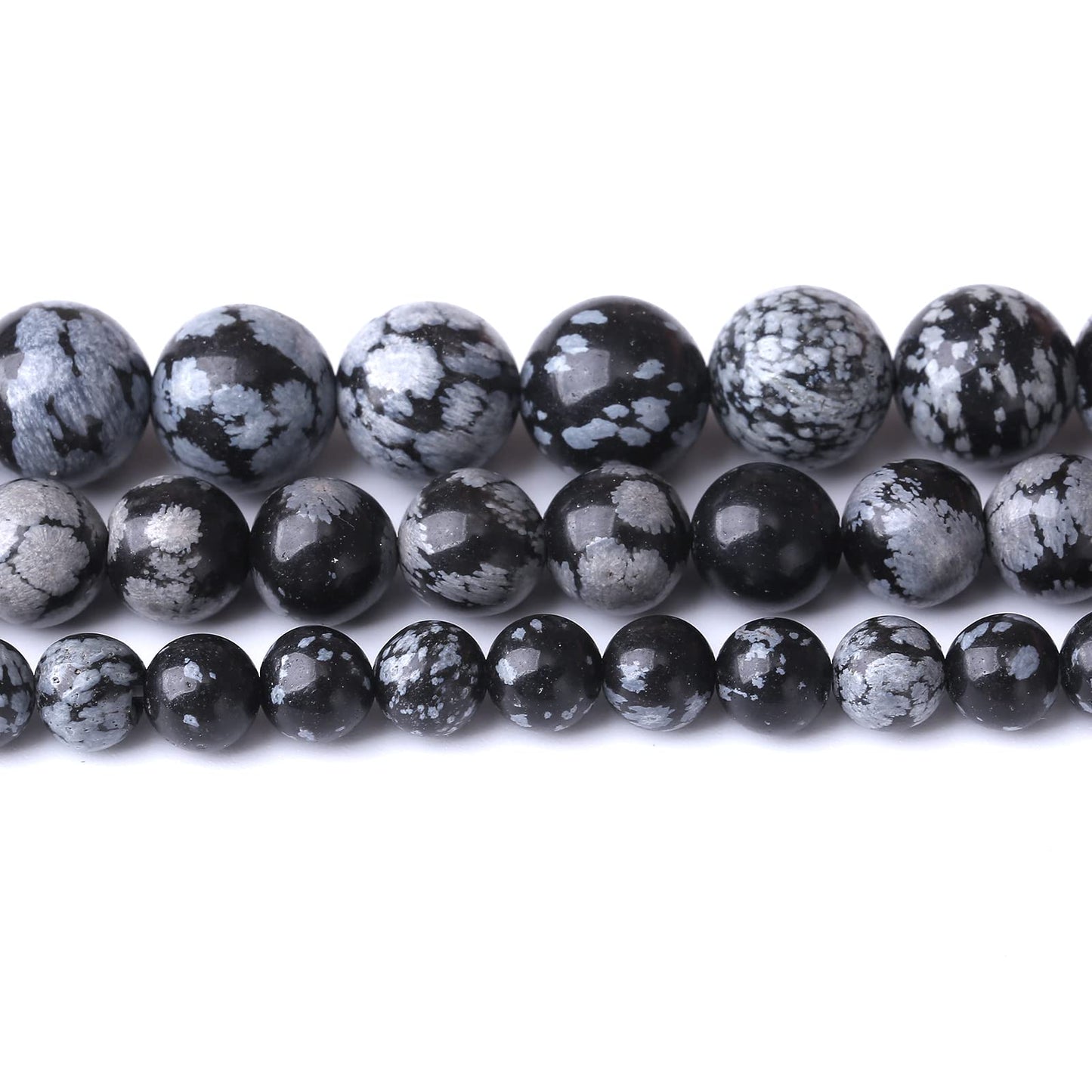 60PCS 6MM Natural Snowflake Obsidian Stone Beads Energy Healing Beads for DIY Jewelry Bracelet Necklace Making for Jewelry Making15Inch