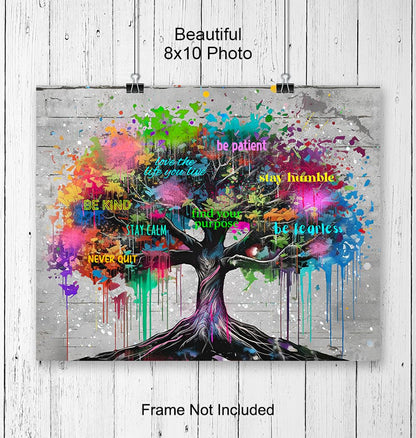 Inspirational Tree of Life Wall Art - Home Office Gifts for Women - Boss lady - Womens empowerment - Growth mindset - Success Wall Art - Graffiti Decor - Banksy Print - Motivational poster