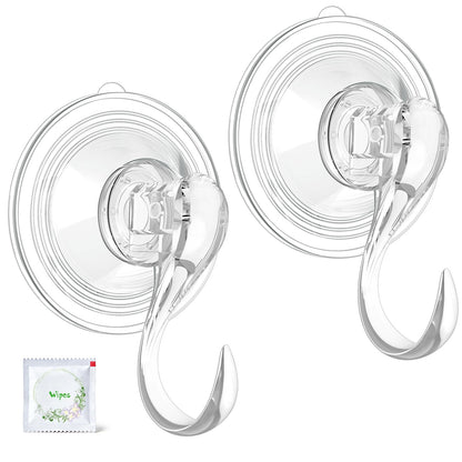 VIS'V Wreath Hanger, Large Suction Cup Wreath Hooks with Wipes, Heavy Duty, 22 LB Capacity, Removable and Reusable, Clear, 2 Pcs