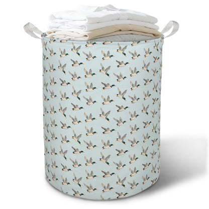 TAZSWDMM Blue Mallard Duck Nursery Laundry Basket Hamper, Flying Mallard Duck Foldable Clothes Toys Books Storage Box Bins Baskets Organizer for Baby Boys Nursery Kids Room Bathroom