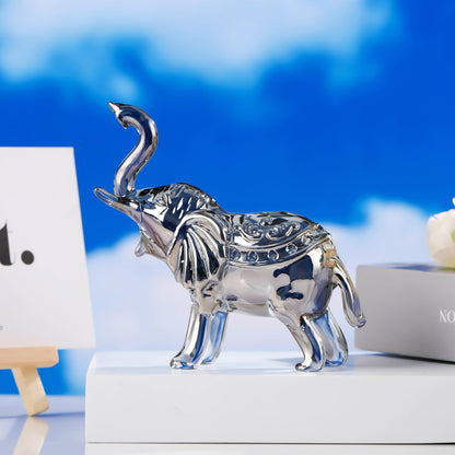 YWHL Black Crystal Elephant Figurine Decor, Glass Elephant Figurine Gifts for Women, Handmade Animal Collectible Statue